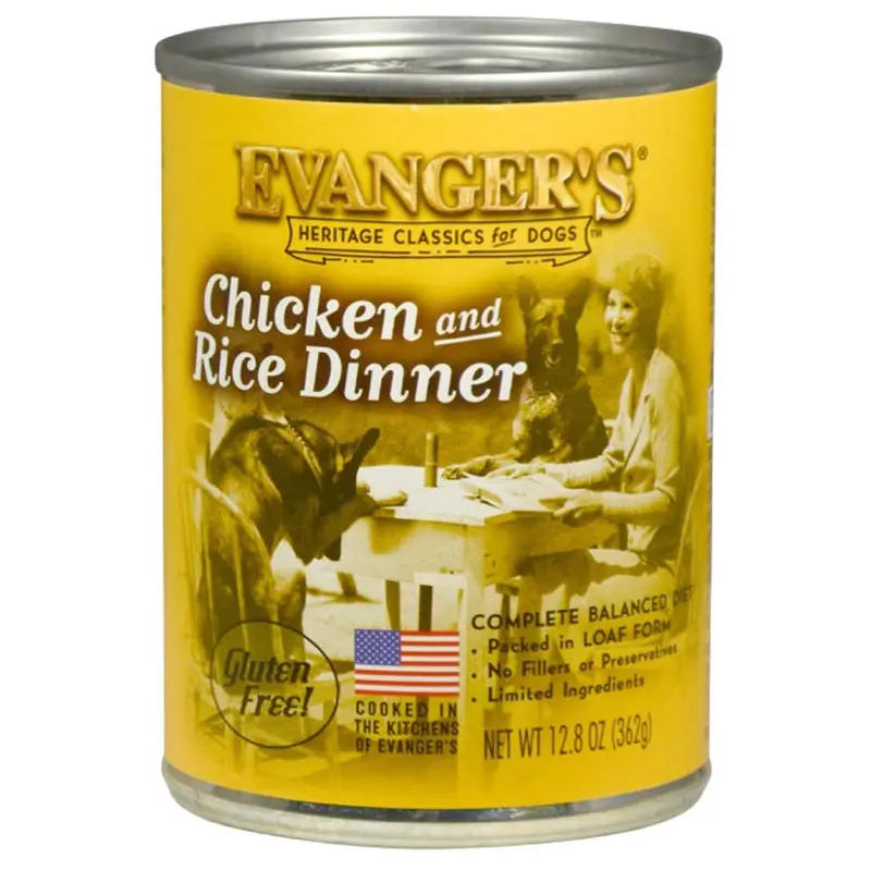 Evanger's Heritage Classic Wet Dog Food Chicken & Rice 12.8oz 12pk