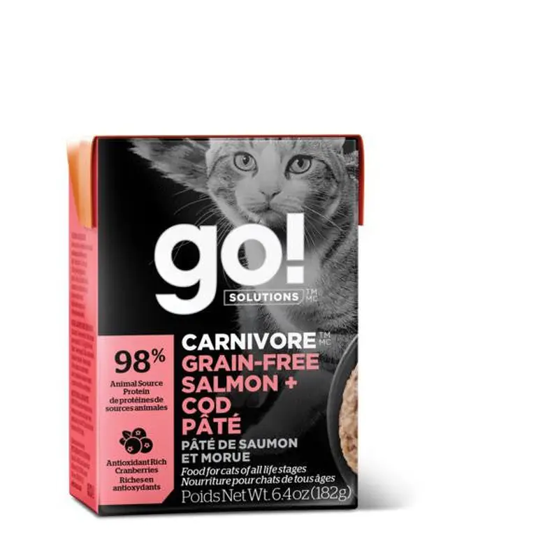 Petcurean GO! CARNIVORE Grain Free Salmon + Cod Pate for cats 24/6.4oz 
