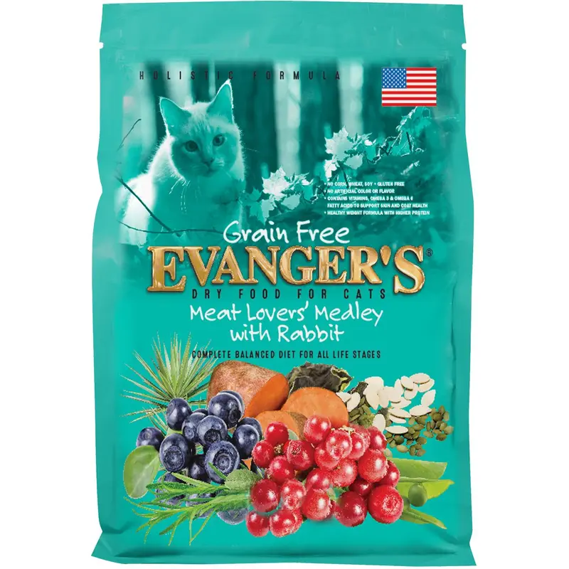 Evangers Meat Lover's Medley Grain Free Rabbit Cat Food 4.4 lb 