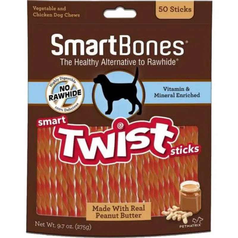 SmartBones Twists Peanut Butter 50 Pk 