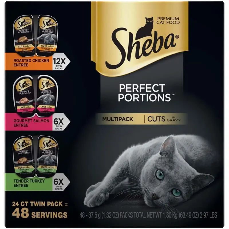 Sheba PERFECT PORTIONS Chicken Turkey and Salmon Multipack Cat Wet Food 2.6 oz, 24 pk
