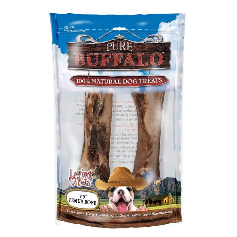 Loving Pets Pure Buffalo Femur Bones Dog Treat 2pk 7-9in