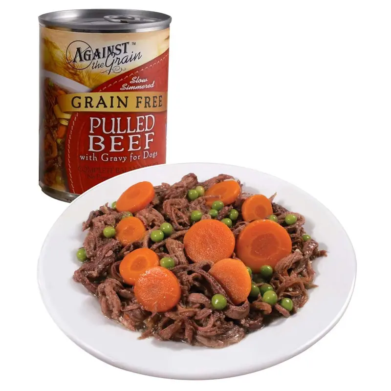 Against the Grain Hand Pulled Adult Wet Dog Food Beef w/Gravy 12oz