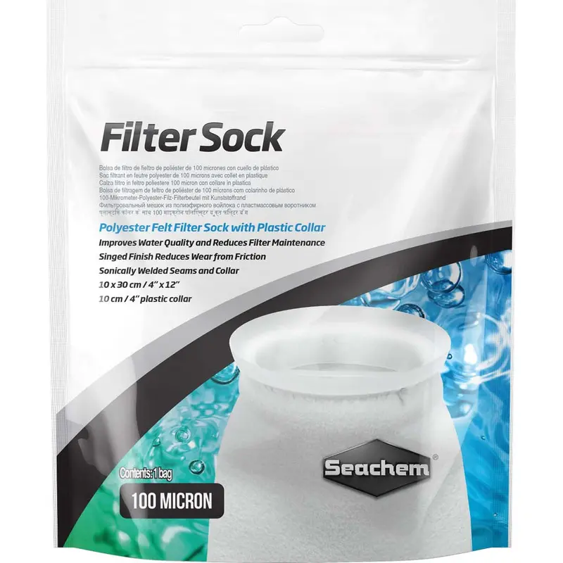 Seachem Filter Sock with Plastic Collar White 4in X 12in SM
