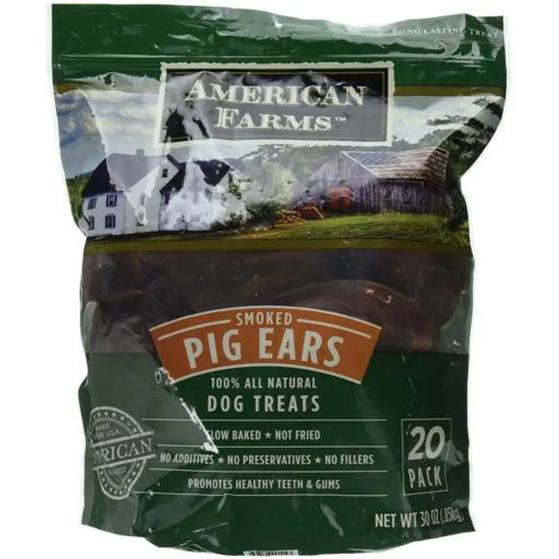 American Farms Smoked Pig Ear 38.4Z Bagged 