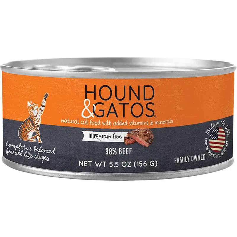 Hound & Gatos Cat Grain Free Beef 5.5oz 24 Pack 