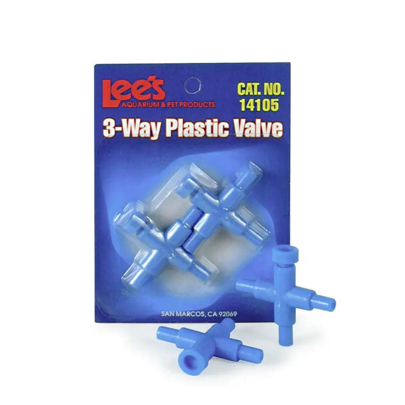 Lees Plastic Valve for Aquarium Pumps 3-Way Blue 2 Pack