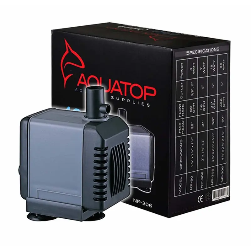 Aquatop NP-306 Aquarium Submersible Water Pump Black, Grey