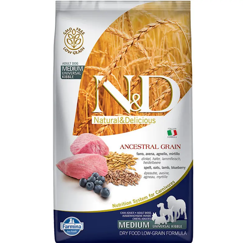 Farmina N&d Ancestral Low Grain Medium Adult Lamb & Blueberry Dry Dog Food-5.5-lb-