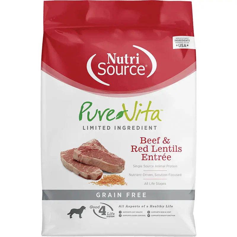 NutriSource Pure Vita Grain Free Beef Single Source Protein Dog Food 5lb 