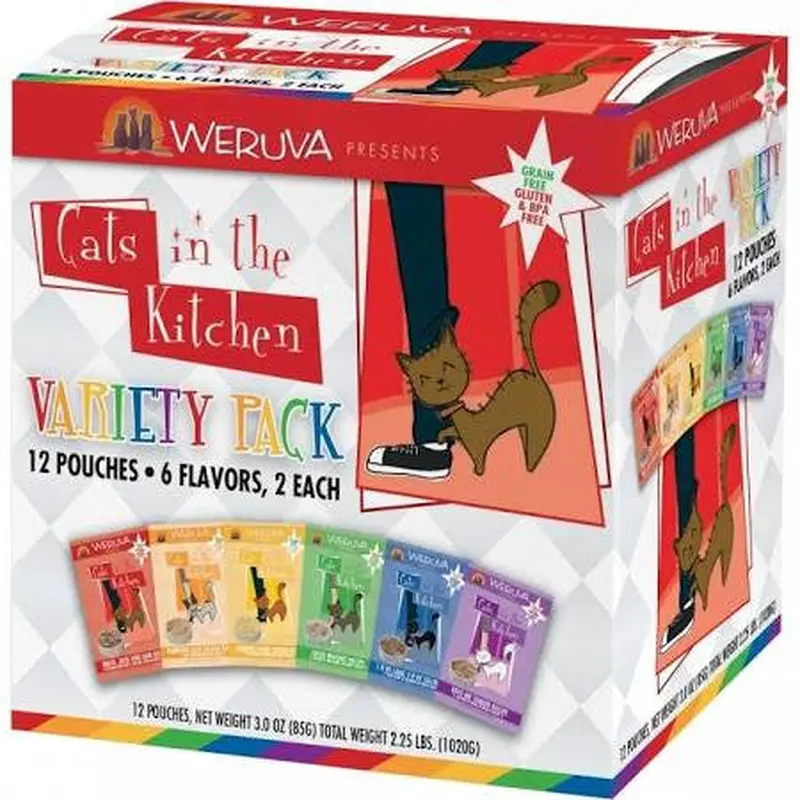 Weruva Grain Free Cats In The Kitchen Pouches Variety Pack-1.3-oz, Case Of 12-