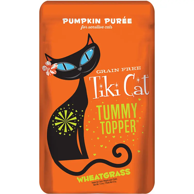 Tiki Pets Cat Tummy Topper Pumpkin & Wheatgrass 1.5oz - 12 Pack 759229 