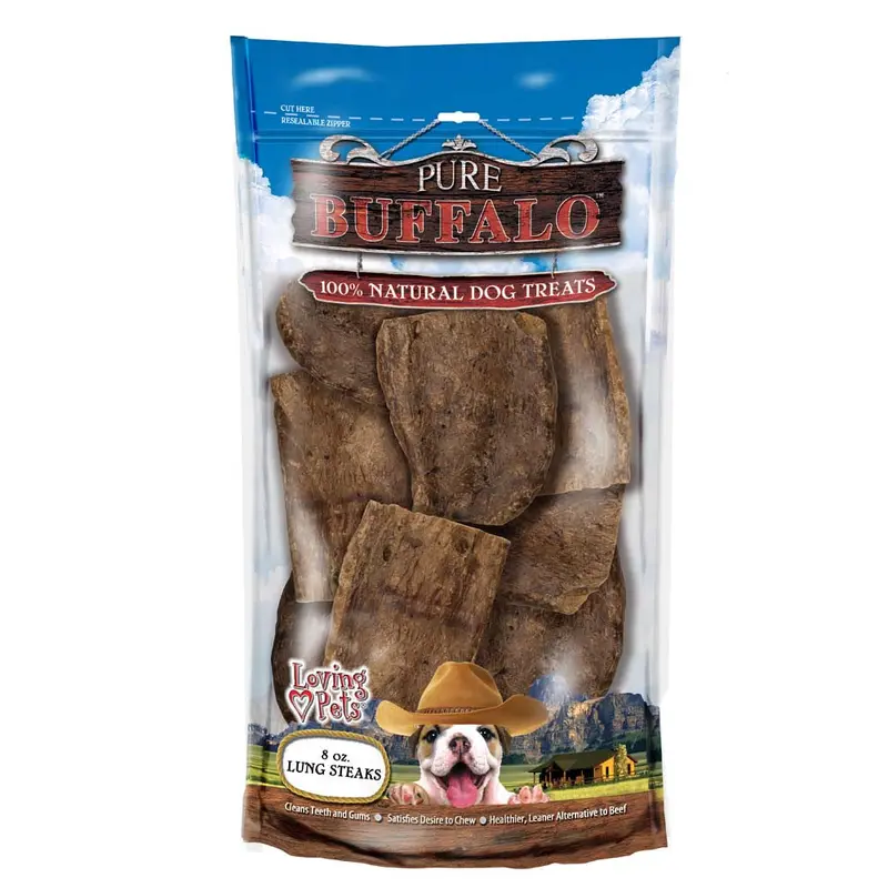 Loving Pets Pure Buffalo Lung Steaks Dog Treat 8oz