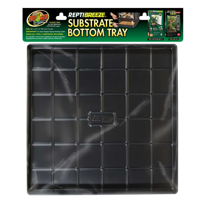 Zoo Med ReptiBreeze Substrate Bottom Tray Black 16 in x 16 in (D)
