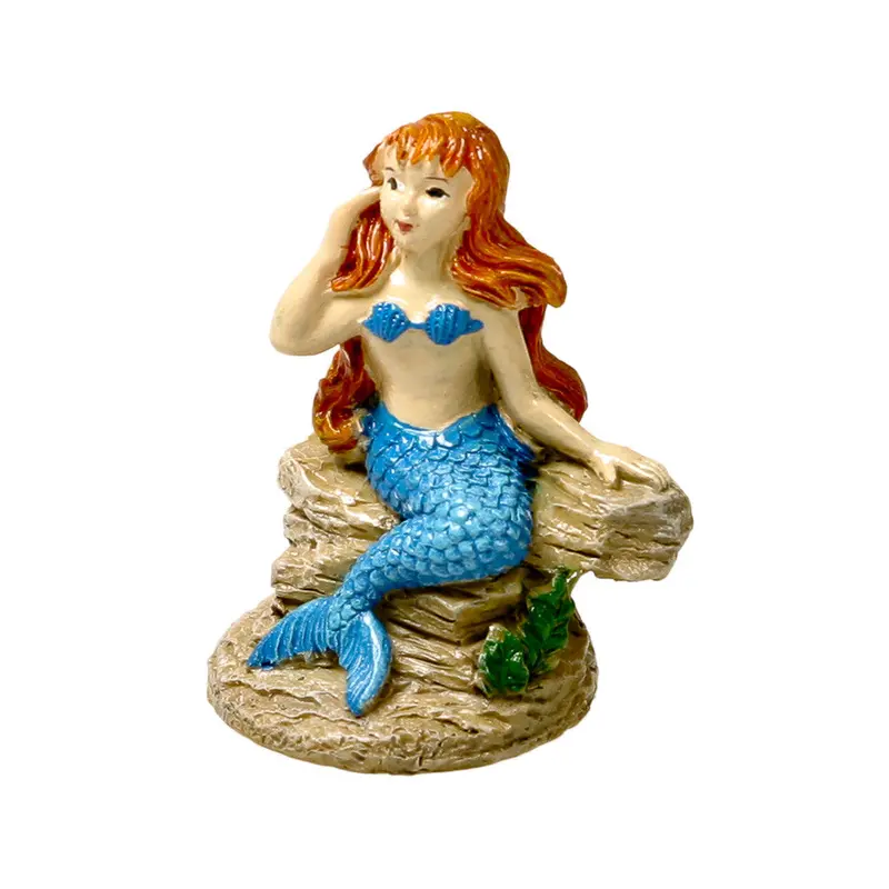 Blue Ribbon Exotic Environments Poised Mermaid Aquarium Statue Blue, Brown 2.4 in