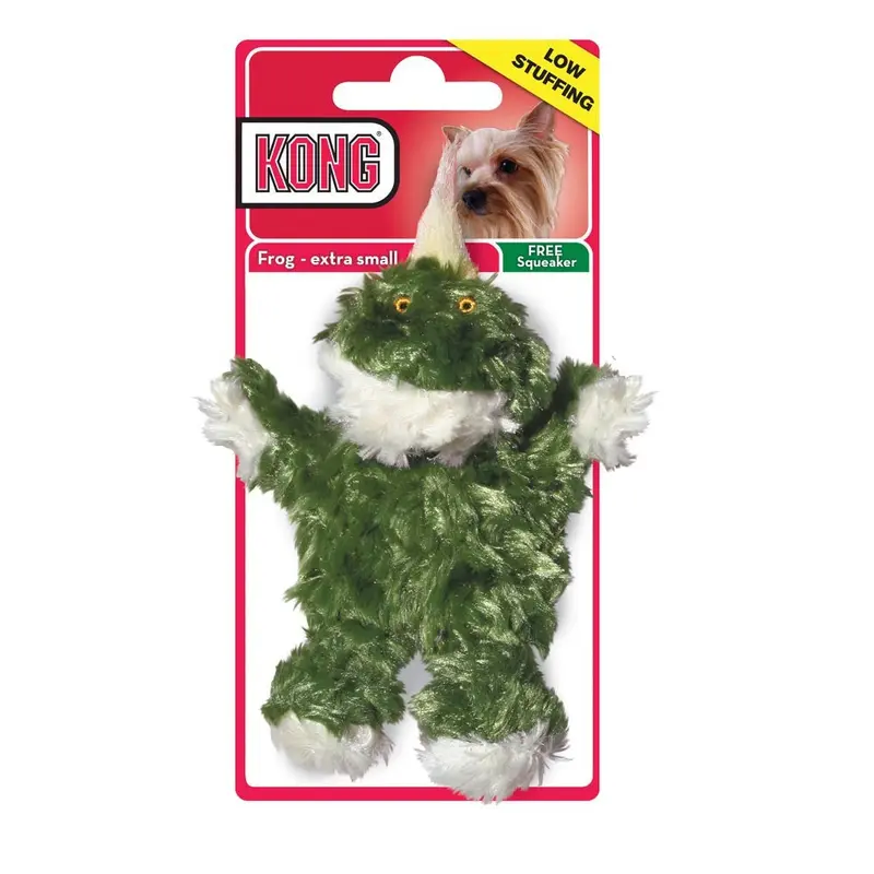 KONG Unstuffed Dog Toy Frog with Squeaker XS