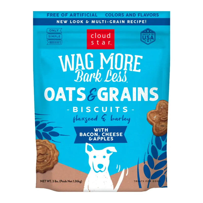 Wag More Bark Less Original Oven Baked Treats with Bacon, Cheese and Apples 3lb 