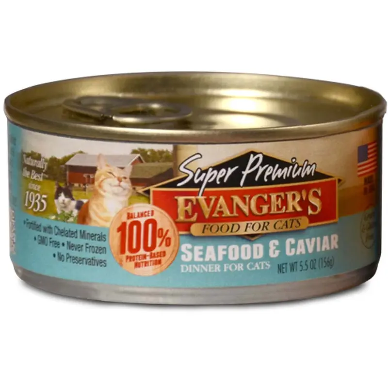 Evanger's Super Premium Wet Cat Food Seafood & Caviar 5.5oz 24pk