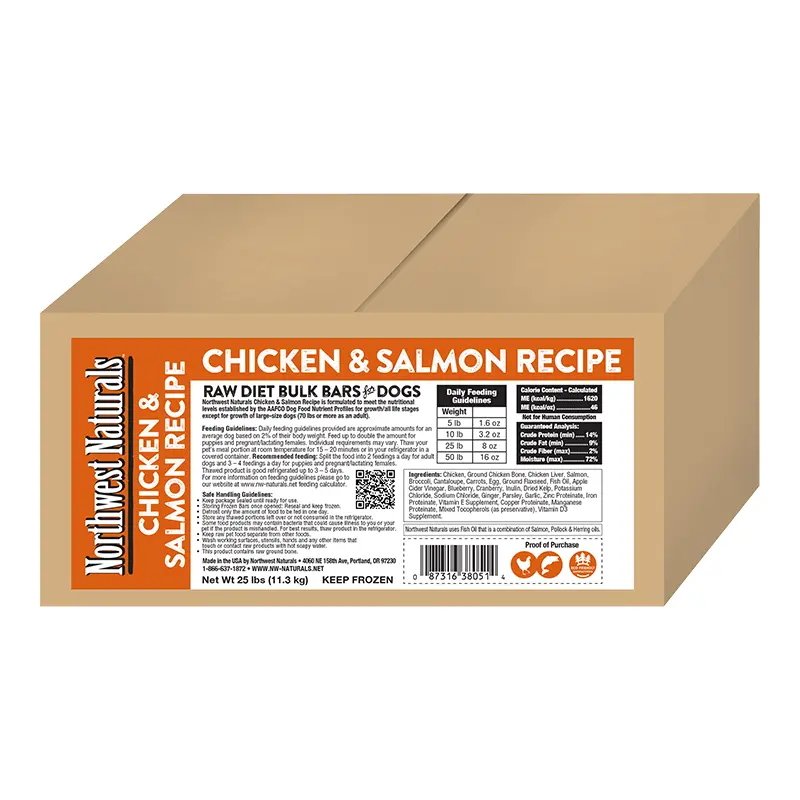 Northwest Naturals Dog Frozen Chicken & Salmon Bar Bulk 25lb 