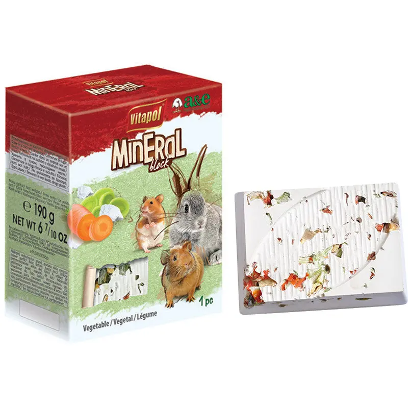 A & E Cages VitaPol Lime/Mineral Block for Small Animals Vegetable 190 grams