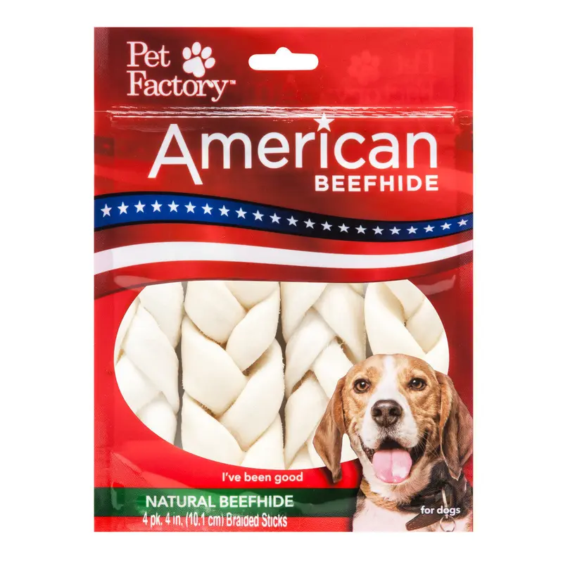 Pet Factory Bfhide Braid 4" 4pck 949158