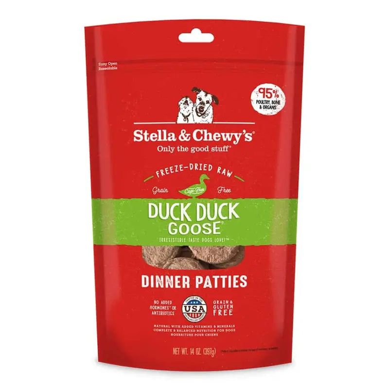 Stella & Chewy's Duck Duck Goose Freeze-Dried Raw Dinner Patties Dog Food 5.5oz