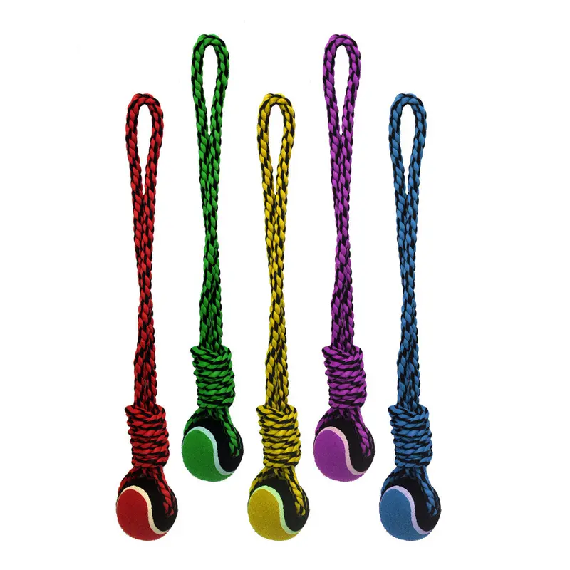 Multipet Nuts for Knots 20in Rope Tug Dog Toy With Tennis Ball Assorted 20in LG