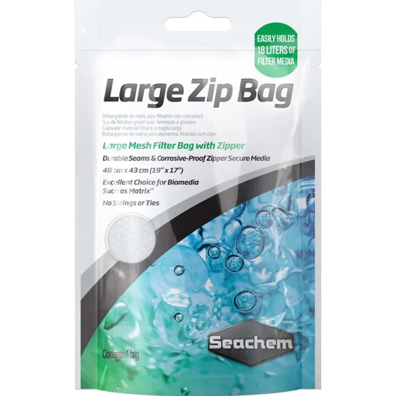 Seachem Mesh Filter Bag with Zipper LG mesh White 19in X 17in
