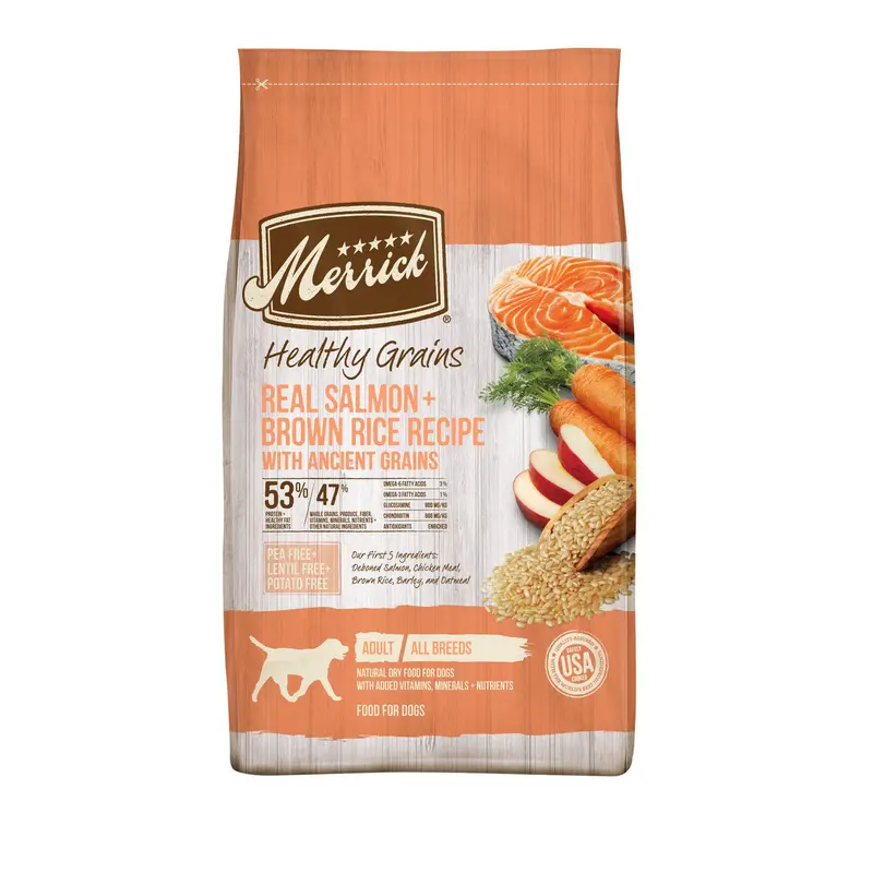 Merrick Healthy Grains Salmon & Brown Rice Recipe w/ Ancient Grains Dog 12 lb
