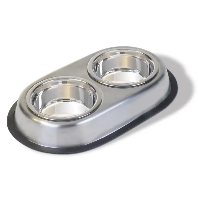 Van Ness Plastics Heavyweight Stainless Steel Double Dish Silver LG 64oz