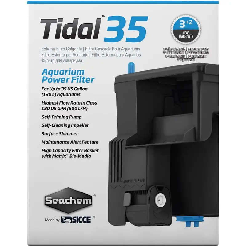 Seachem Tidal 35 Power Filter Black 130 GPH