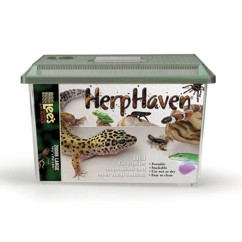 Lees HerpHaven Carrier for Reptiles & Amphibians Black 14.5in X 9.75in LG