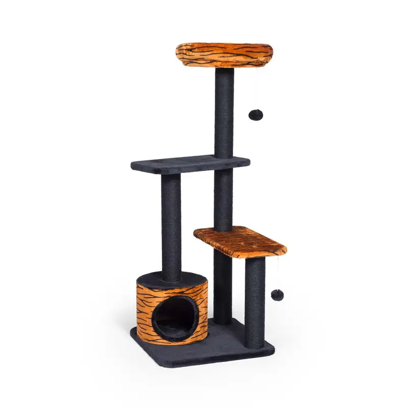 Prevue Kitty Power Paws Tiger Tower Tiger Print, Soft Black 48 in