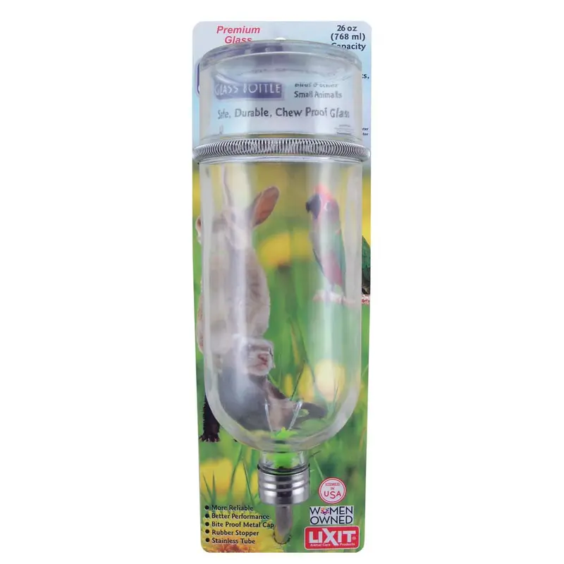 Lixit Chew Proof Glass Bottle for Small Animals Clear 26 Ounces