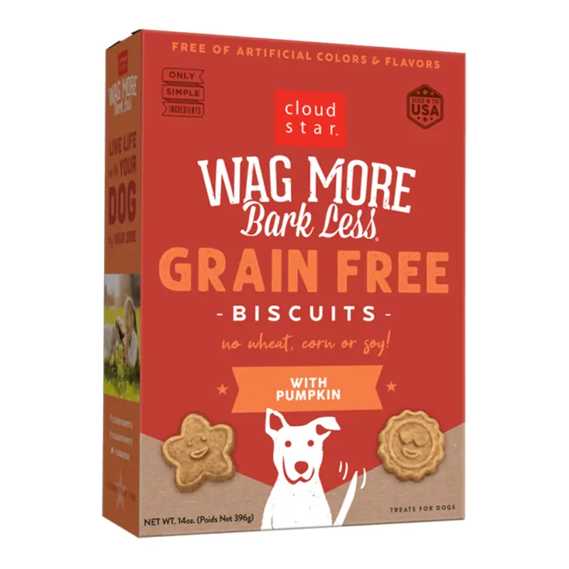 Wag More Bark Less Grain Free Oven Baked Treats with Pumpkin 14Z 