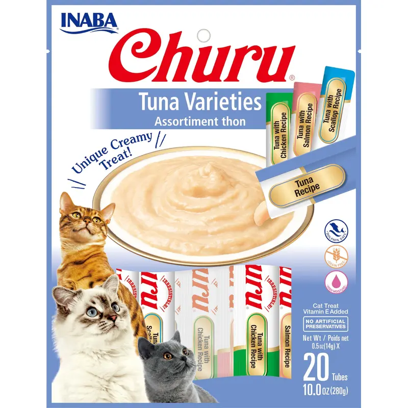 Inaba Churu Tuna Cat Treats Variety Pack .5 oz 20 Tubes 