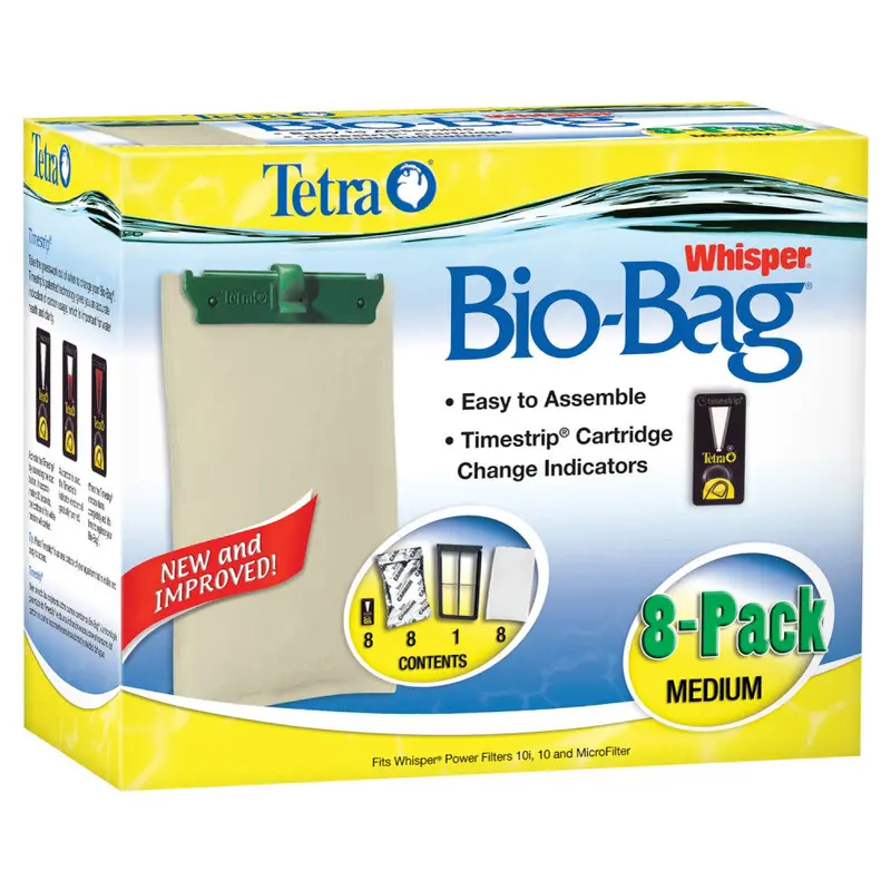 Tetra Whisper Bio-Bag Cartridge unassembled for TetraTec, Repto, and PF Filters 8pk MD