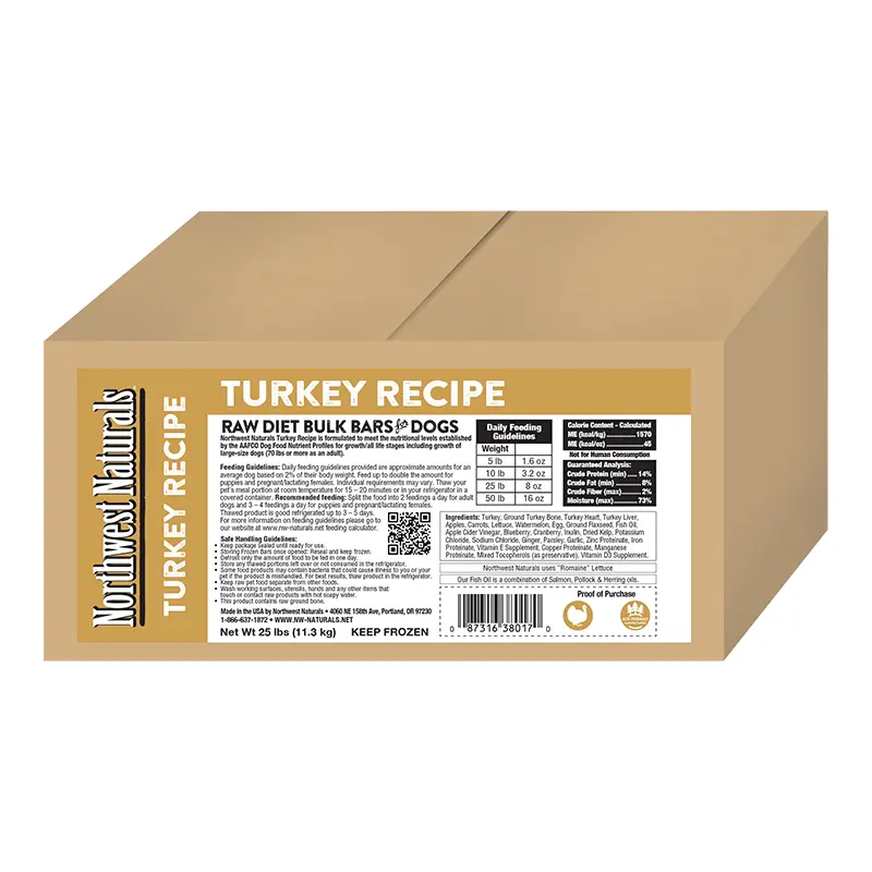 Northwest Naturals Dog Frozen Turkey Bar Bulk 25lb 