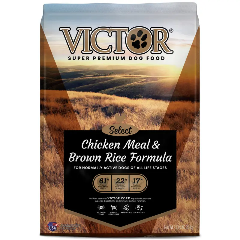 Victor Super Premium Dog Food Select Dry Dog Food Chicken Meal & Brown Rice 15lb
