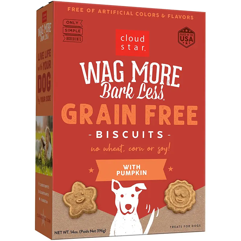 Cloud Star Wag More Bark Less Grain Free Pumpkin Formula Dog Treats 14oz