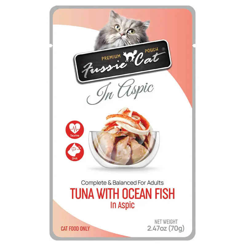Fussie Cat Premium Tuna w/ Ocean Fish in Aspic Pouch 2.47oz