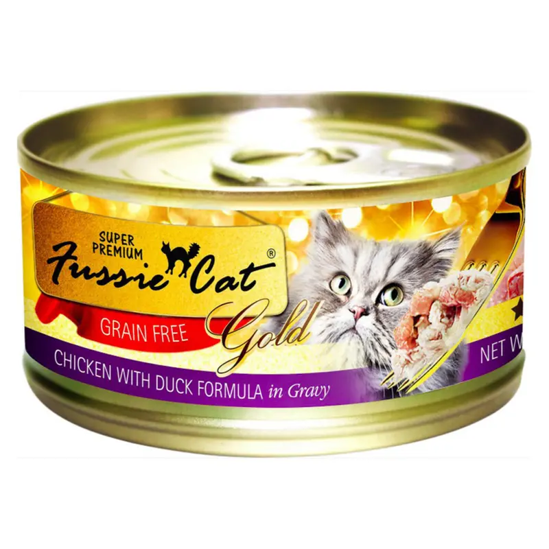Fussie Cat Super Premium Grain Free Wet Cat Food - Chicken With Duck Formula In Gravy Cat Food 5.5oz Can