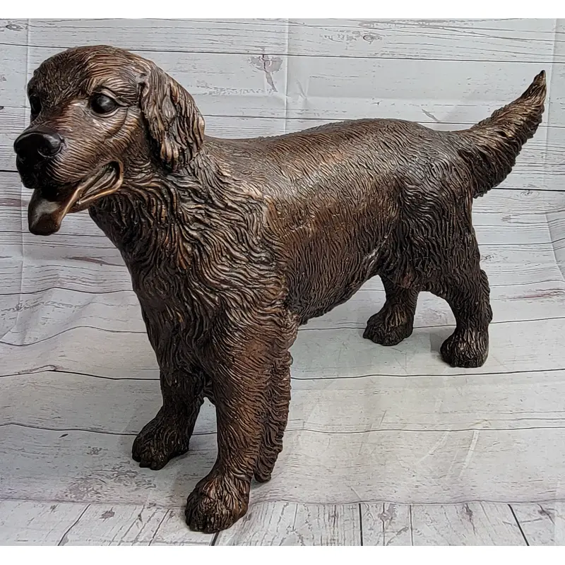 Golden Retriever Puppy Dog Bronze Metal Life Size Statue Sculpture 26" x 17"