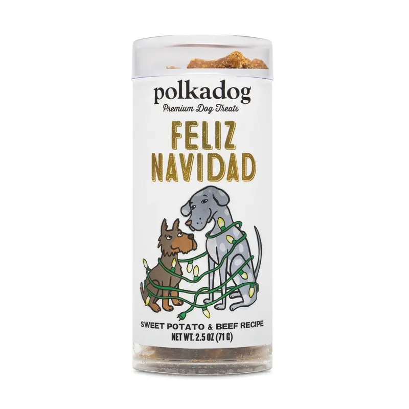 PolkaDog Feliz Navidad Sweet Potato & Beef Mini Tube 2.5 oz