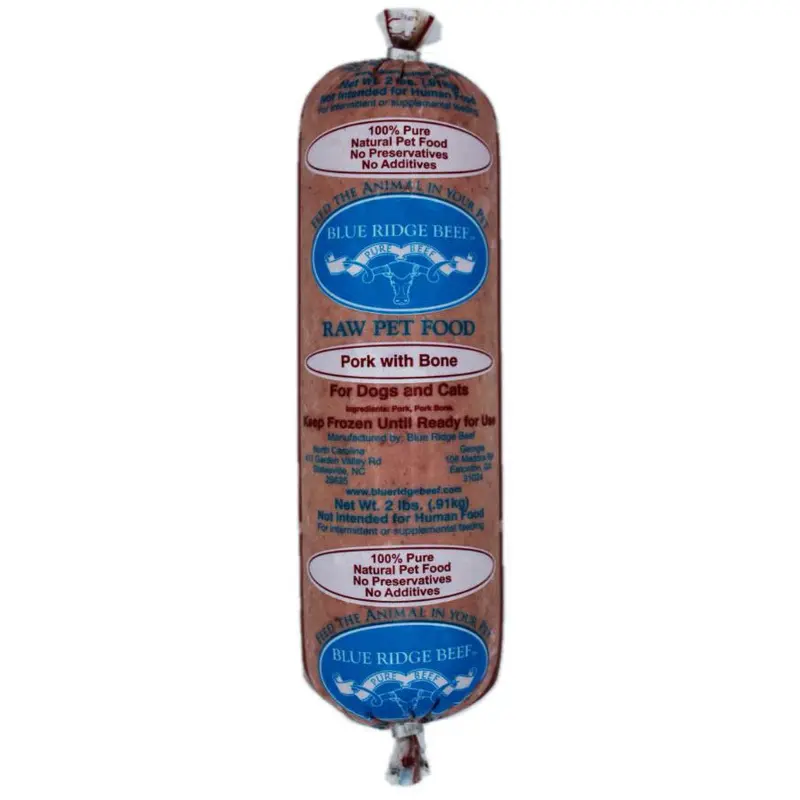 Blue Ridge Beef Frozen Dog & Cat Food Pork with Bone 2# Chubs