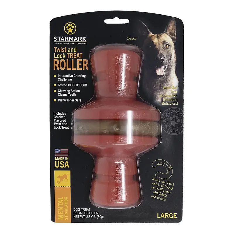 Starmark Twist & Lock Treat Roller Dog Toy, Large