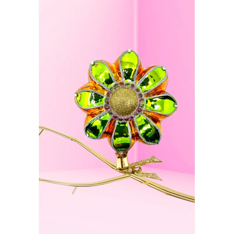 Gerbera Boho Charm Clip-On Polish Glass Ornament