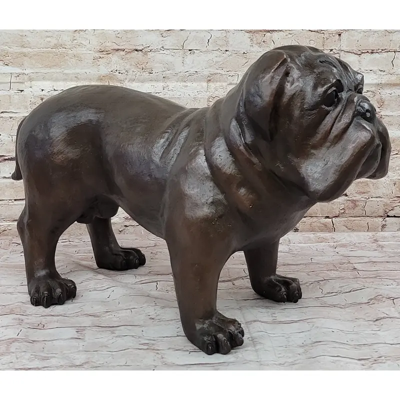 Life Size English Bulldog Puppy Bronze Statue Sculpture Figure 14" x 24"