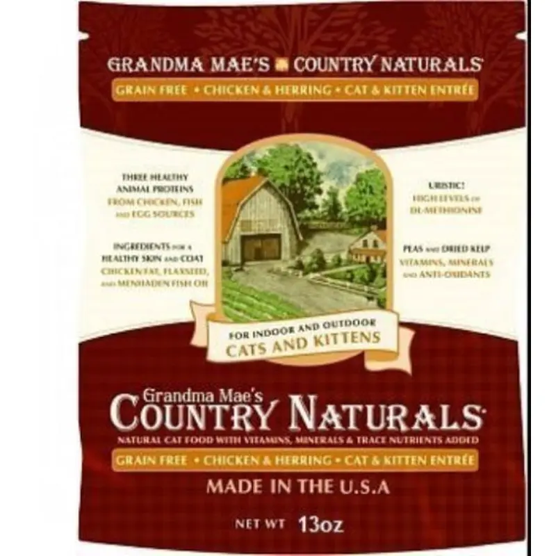 Grandma Mae's Country Naturals Grain-Free Chicken & Herring Recipe Dry Cat Food, 9 oz