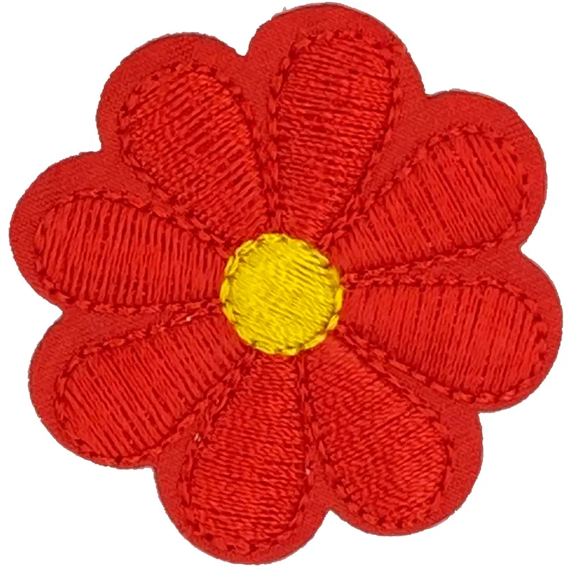Red Daisy 8 Petal Flower - Patch